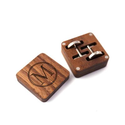 China Mens Wooden Cufflinks Box Empty Package Can Custom Logo On Wooden Box Cufflink Manufacturer Wholesale for sale