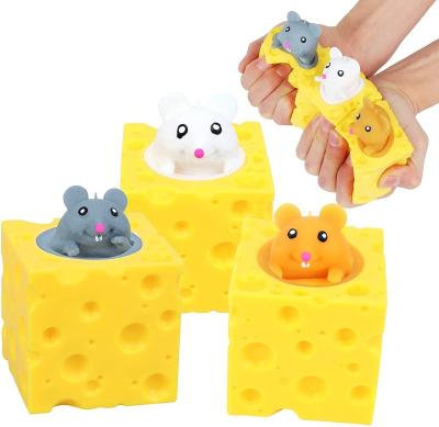 China Birthday Cheese Mouse Cup Restless Person Toys Cheese Mouse Toy Yellow Cheese Anxiety Relieve Stress Toy for sale