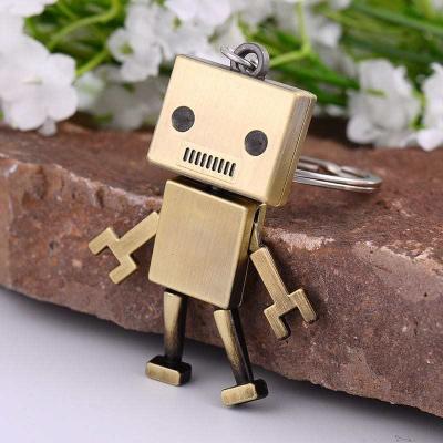 China For Kids And Adult Custom Shape Silver Plating Metal Robot Key Chain for sale