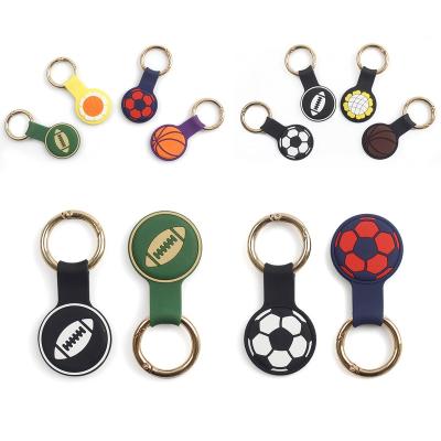 China Artificial Waterproof Cartoon Sports Football Basketball Soft Silicone Cover For Airtag Case with Keychain accessory For airtag case for sale