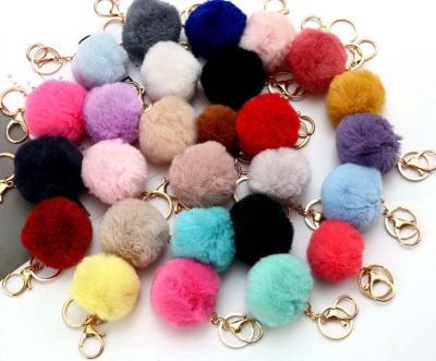 China China Popular Colorful Fur Pom Ball Keychains for sale