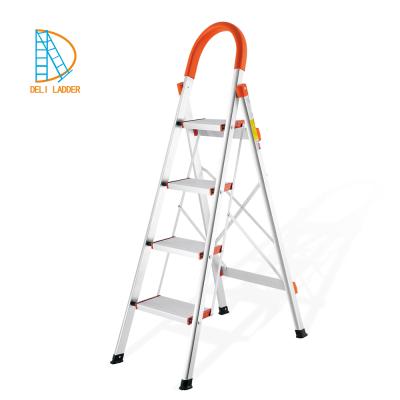 China 6 Step Household Outdoor Aluminum Free Standing Step Ladder , Lightweight Folding Stairs for sale