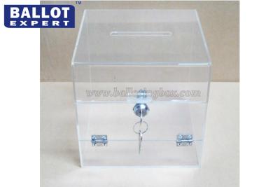 China Collapsible Transparent White Acrylic Box , Clear Lockable Acrylic Box for sale