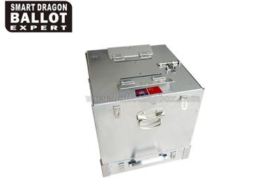 China Two Voting Slots Metal Ballot Box / Election Ballot Box Silver Gray for sale