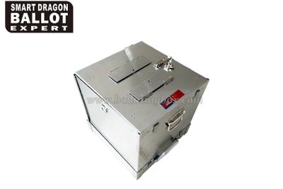 China Two Voting Slots Metal Large Ballot Box , Silver Gray Suggestion Box With Lock for sale