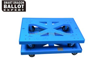 China Stackable Plastic Moving Four - Wheel Transport Dolly Blue / Red / Yellow Color for sale