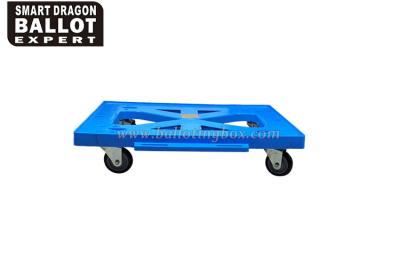 China Heavy Duty Blue Plastic Dolly Trolley , 4 Wheel Moving Bread Tray Dolly for sale