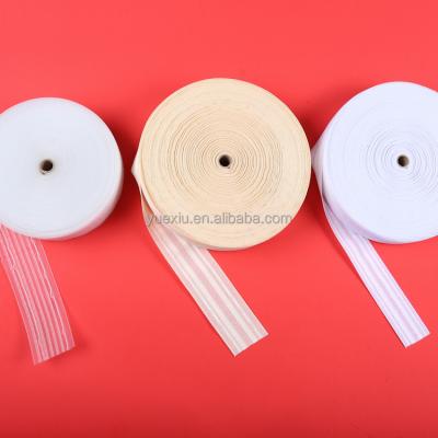 China New arrival high quality popular color popular 100% polyester window curtain top custom white stripe for home textile for sale