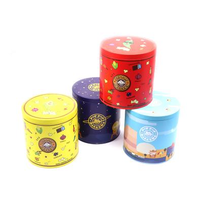 China Custom Xmas Gift Cookies Candy Cookie Box Packaging Food Grade Tall Tube Round Metal Cylinder Boxes Packaging Cookie Tin Boxes for sale