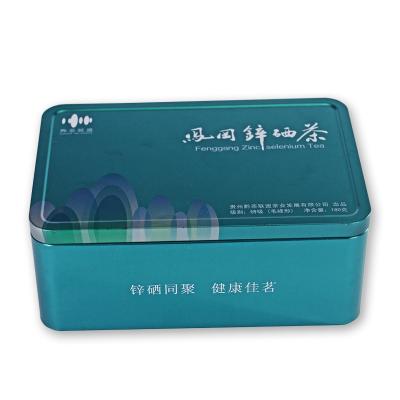 China Factory Supply Recyclable Custom Printed Rectangular Tea Tin Can Metal Gift Tin Box for sale