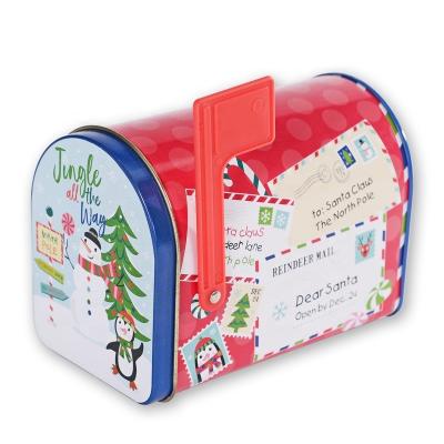 China Europe Christmas Gifts Tin Box With Hinge Lid With Small Alert Mailbox Shaped Tin Box for sale