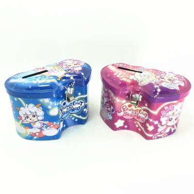 China Gift Box Wholesales High Quality Custom Printing Heart Shape Piggy Bank Tin Can for sale