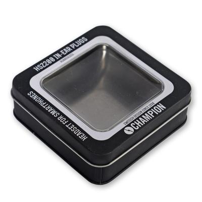 China Square Watch Tin Box With Clear Transparent Window Watch Tin Box for sale