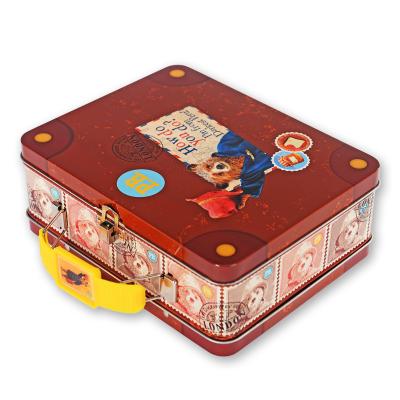 China Custom Printing Gift Packaging Lunch Tin Metal Box With Handle And Lock for sale