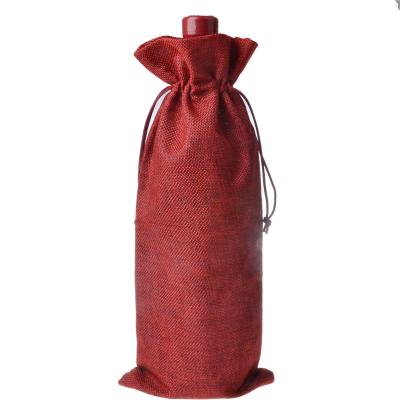 China Eco-Friendly Custom Bottle Pouch Custom Direct Selling Safety Logo Drawstring Bags Wine Jute Drawstring Bags for sale