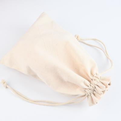 China Recyclable Natural Organic Cotton Pouch High Quality Natural Muslin Cloth Cotton Bread Bags Shoe Dust Bags for sale