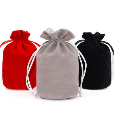 China Safety Wholesale High Quality Custom Cosmetic Velvet Round Bottom Drawstring Pouch Jewelry Velvet Bags for sale