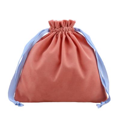 China Safety Wholesale Luxury Soft Velvet Jewelry Bags Beauty Gift Shoes Wig Cloth Velvet Bags With Ribbon for sale