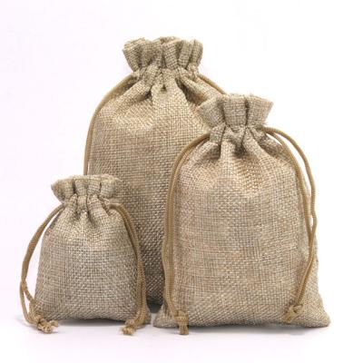 China Hot Selling BIODEGRADABLE Hemp Jewelry Packing Natural Color Bags Jute Drawstring Eco Friendly Gift Bags With Logo for sale