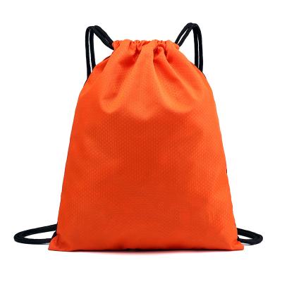 China Fashion Wholesale Polyester Nylon Waterproof Large Gift Orange Drawstring Bags With Logo for sale