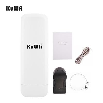 China KuWFi 300Mbps 12v 24v low cost RJ45 connector low cost poe wifi cpe long range white outdoor wifi coverage bridge KuWFi 64 users power for elevator for sale