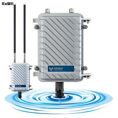 China OEM KuWFi long range dustyproof outdoor wireless metal cover ip67 silver outdoor wireless access point with industrial grade cpu for sale