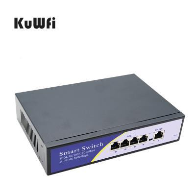 China POE KuWFi 5port Power Customized Gigabit Switch Ethernet Used Enclosure Layer Networks Best Handy 1000mbps Black Network Switch for sale