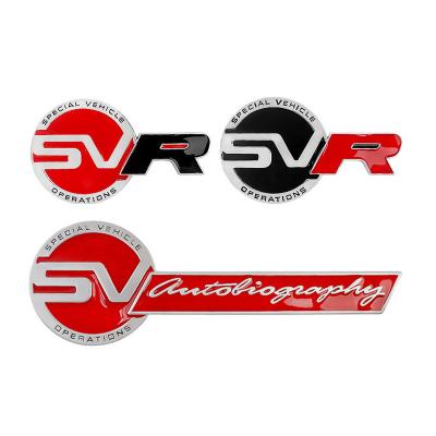 China Easy Fitment For Land Rover Logo - Silver Red English Badge Rear Bumper Emblem SVR Trunk Badges Sticker Grill Logo for sale