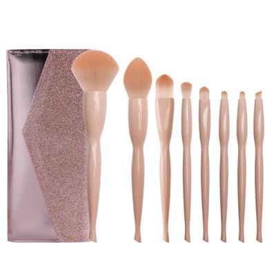 China 8pcs Skin-Friendly Foundation Electroplating Loose Powder Blush Eyeshadow Brush Private Label Makeup Blending Set Brush for sale