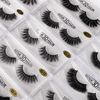 China 3D Custom Faux Natural Soft Natural Mink Eyelashes Handmade Fluffy Fake Lashes With Packing Box for sale