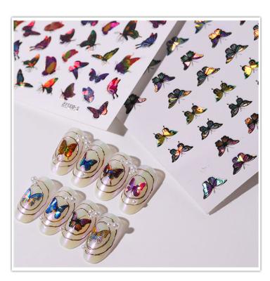 China Cheap Directly Sticky 3D Nail Stickers 3D Butterfly Nail Stickers Holographic Stickers For 2021 for sale