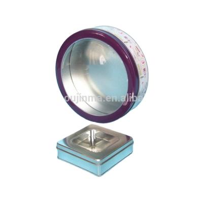 China Recycled Materials Hot Tour Metal Box With Window For Cookies / Biscuit Food for sale