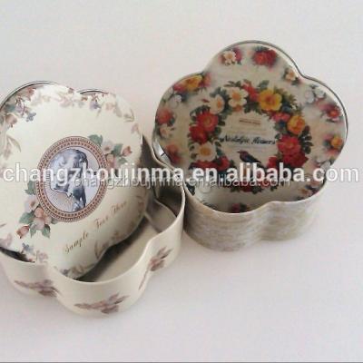 China Candle / New Decorative Printing Candle Tin Candy / Pill Flower Shape Containers / Box For Candle for sale