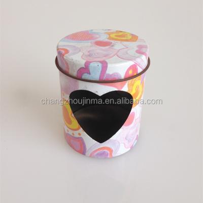 China Gift & Craft factory direct wholesale circular tin candle container with window for sale