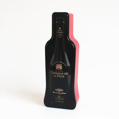 China Factory direct sale wholesale wine drank shape durable wine tin box with customized design for sale