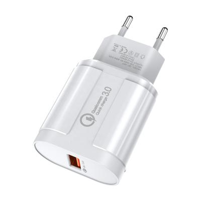 China Hot Selling Quick Charge 3.0 EU Plug 18W QC 3.0 For Mobile Phone Fast Charging 1 USB Port Phone Adapter Wall Charger for sale