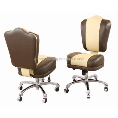 China Modern Luxury Brown Leather Seat Metal Leg Poker Chairs, Height Adjustable Swivel 360 Degree Casino Poker Chairs for sale