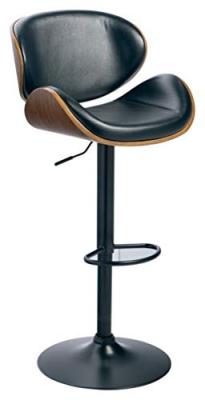 China Ashley Bellatier Mid-Century Modern Adjustable Height Curved Bar Stool, Brown & Black Bar Stool Signature Design for sale