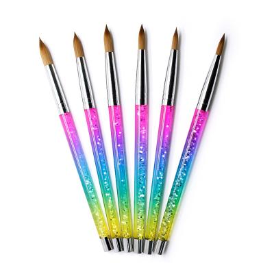 China NAIL Newest Design UV Gel Nail Art Brush Rainbow Gradient Color Crystal Handle Kolinsky Acrylic Nail Brushes Nail Kit Professional for sale