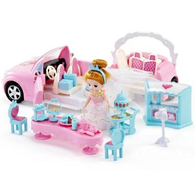 China Accessories Girl Series Rich Pink Color Wedding Romantic Roadster Car Toys Wedding Supplies Assembled Smart Building Pretend Play Toys Set for sale