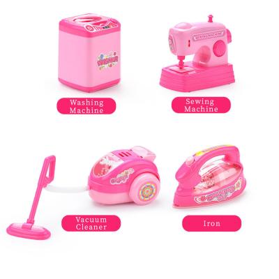 China 4 Styles Mixed Packed Electric Pretend Series Cleaning Machine Children Play Family Toys Small Household Appliances Set for sale