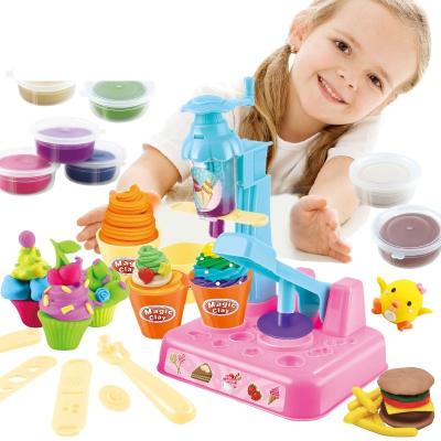 China Hand-on Ability Development Clay With Plastic Container Plastic Container Educational Funny Modeling Plastic Colorful Western Fast Foods DIY Toys Clay Set for sale