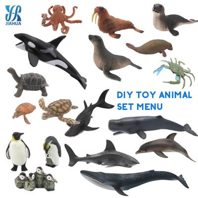 China Custom PVC DIY Simulation Sea Animal Figure Shark Sea Turtle Starfish Shape Plastic Animal Toy Set for sale