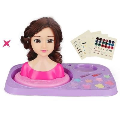 China Diy Dress Up Fashion Beauty Girls Makeup Doll Head Toy Hair Dressing Doll Toy for sale