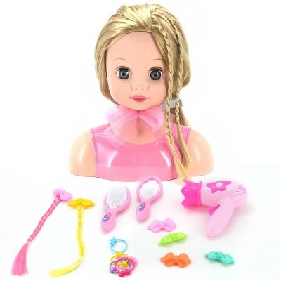 China Diy Dress Up Blonde Hair Hot Model Girls Beauty Fashion Toy Makeup Doll Head Toy Long Hair Dress Up Doll for sale