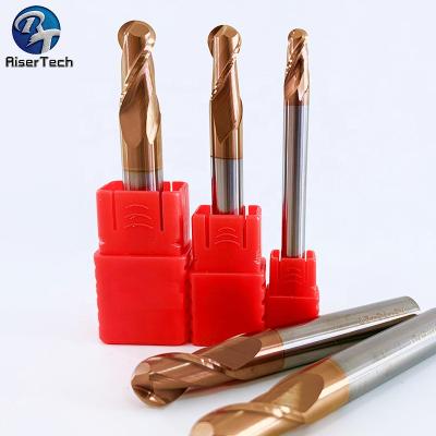 China HRC55 HRC60 6mm CNC Carbide Ball Nose End Mill Milling Machining Cutter for stainess metal die processing for sale