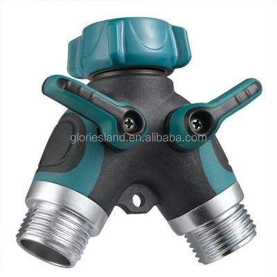 China Female Faucet GESU Y Valve Zinc Garden Hose Bi-Directional Connector With Splitter Cut Plastic Hose Connector for sale