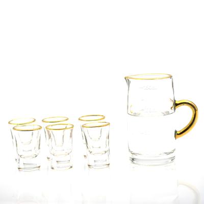 China Customizable shot glass make gold shot glass set with gold handle JJ-01 for sale