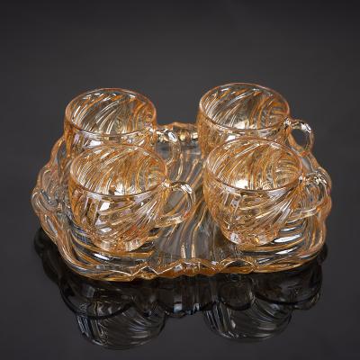 China Viable Unique Design Gold Glass Tea Cup Electroplating Sets for sale