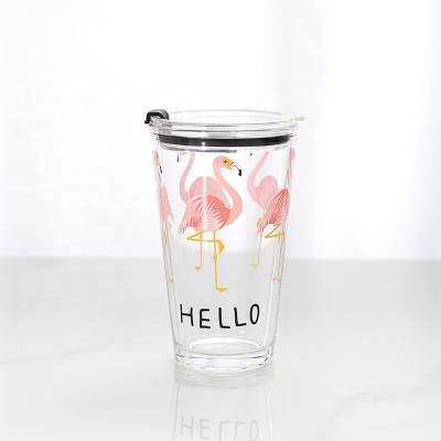 China High Quality Pint Glass Stocked Juice Glass Cup Drinking Water Cup With Lid And Straw for sale